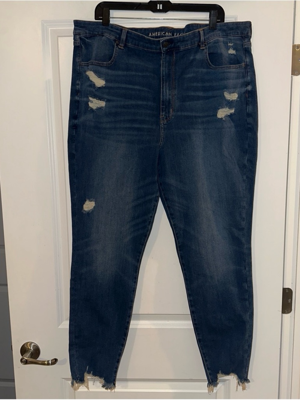 American Eagle Outfitters Dark Blue Distressed Women's Jeans - Size 22 Long